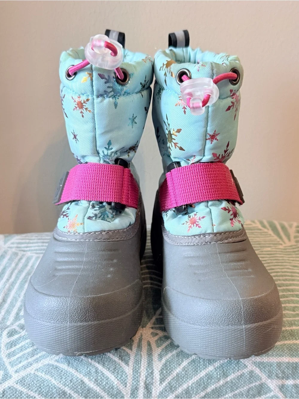 Northside Mint Blue Winter Boots with Pink Strap